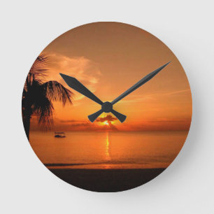 Summer Sunset Runde Wanduhr