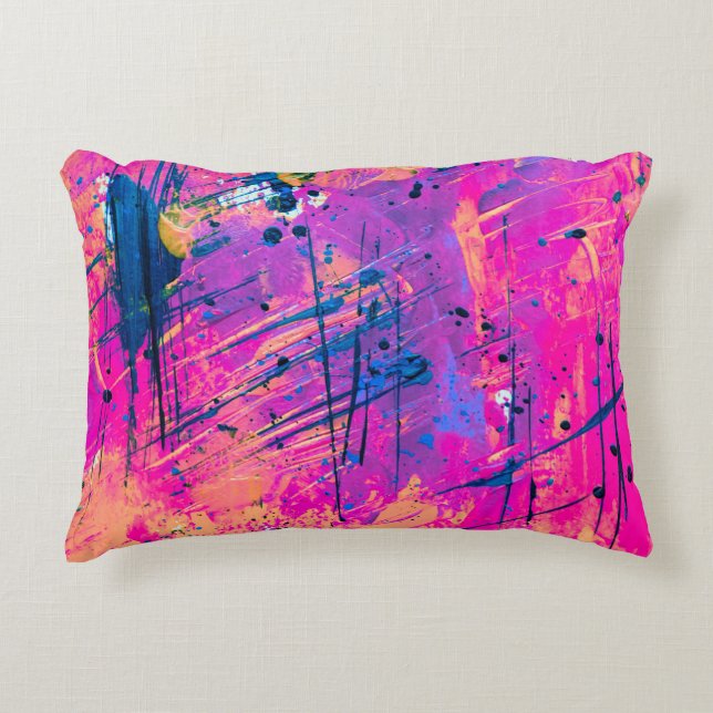 Summer Sunset Spritzer Paint Abstrakt Dekokissen (Vorderseite)