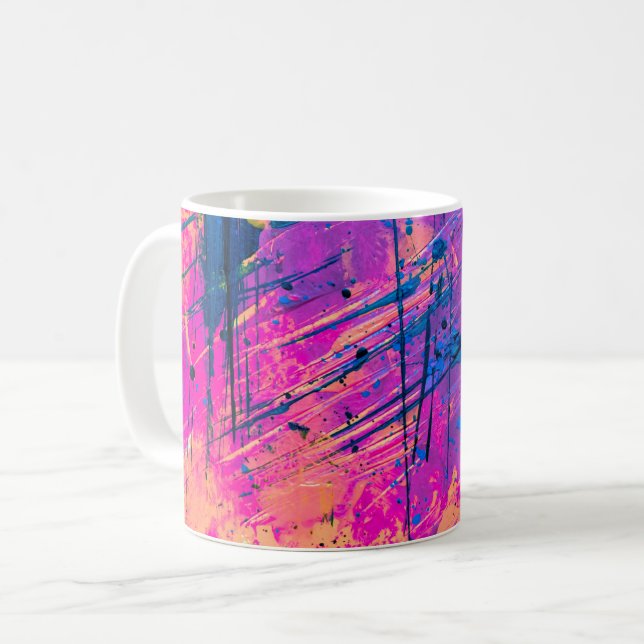 Summer Sunset Spritzer Paint Abstrakt Kaffeetasse (Vorderseite Links)