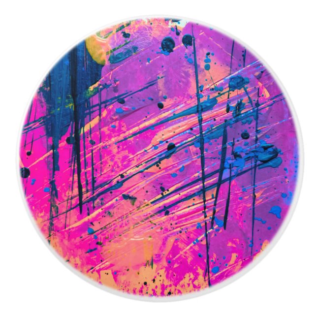 Summer Sunset Spritzer Paint Abstrakt Keramikknauf (Vorderseite)