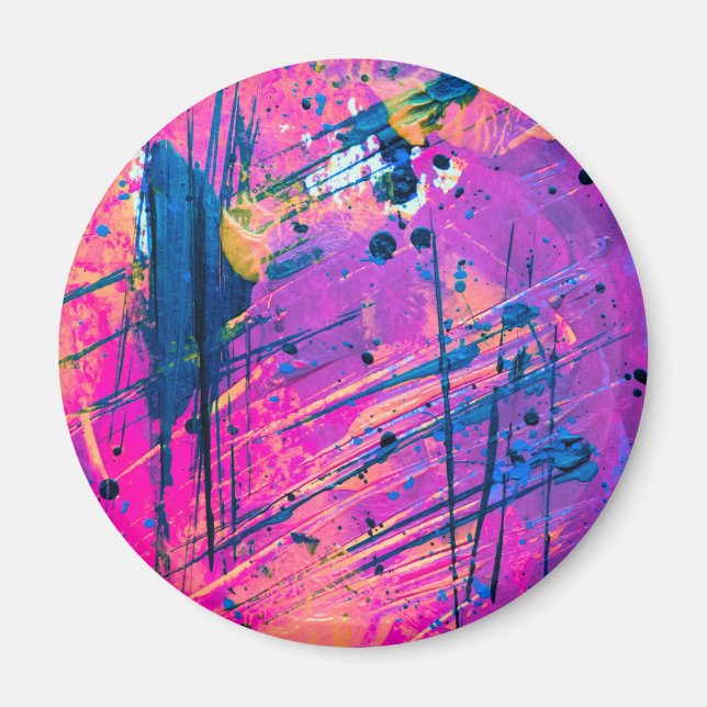 Summer Sunset Spritzer Paint Abstrakt Magnet (Vorne)