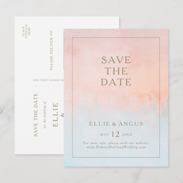Summer Sunset Wasserfarbe Save the Date Postkarte (Vorne/Hinten)