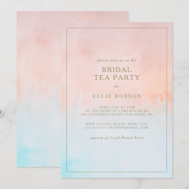 Summer Sunset Watercolor Bridal Party Einladung (Vorne/Hinten)