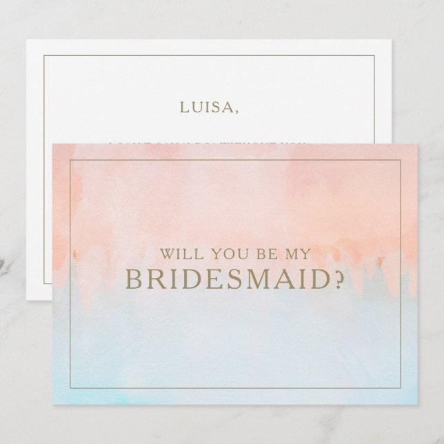 Summer Sunset Watercolor Bridesmaid Vorschlagskart Einladung (Vorne/Hinten)