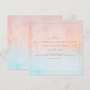 Summer Sunset Watercolor Square Hochzeitseinladung Einladung
