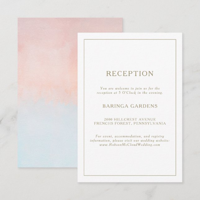 Summer Sunset Watercolor Wedding Card Begleitkarte (Vorne/Hinten)