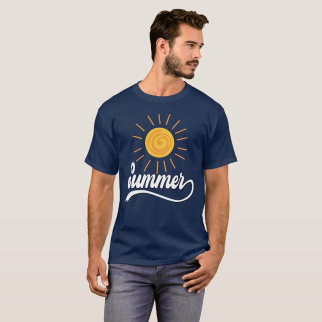 Summer Sunshine Design Herren Marine Blue T-Shirt (Vorne ganz)