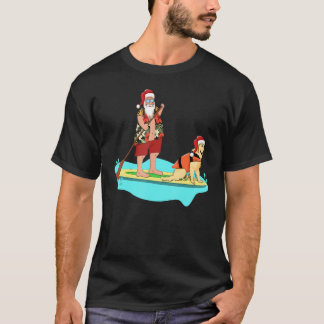 Summer Sup Xmas In July Paddleboarding Santa Germa T-Shirt