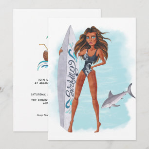 Summer Surf Beach Urlaub Geburtstagsparty Einladun Einladung