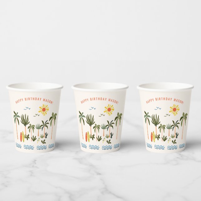 Summer Surf Geburtstagsparty Paper Cups Pappbecher (Multi)