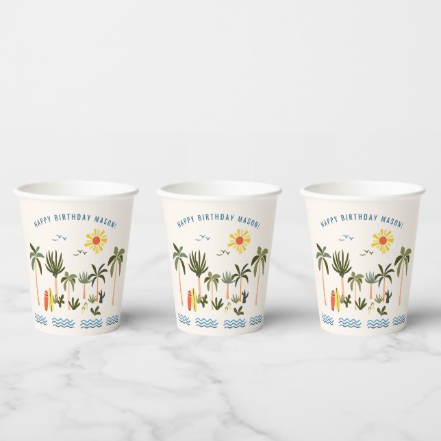 Summer Surf Geburtstagsparty Paper Cups Pappbecher (Multi)