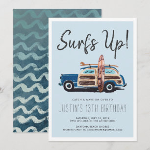 Summer Surf Party   Vintage Car Einladung