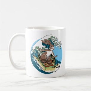 Summer Surfing - Illustration über Schildkröten un Kaffeetasse