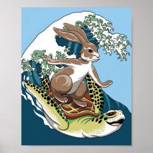 Summer Surfing - Illustration über Schildkröten un Poster