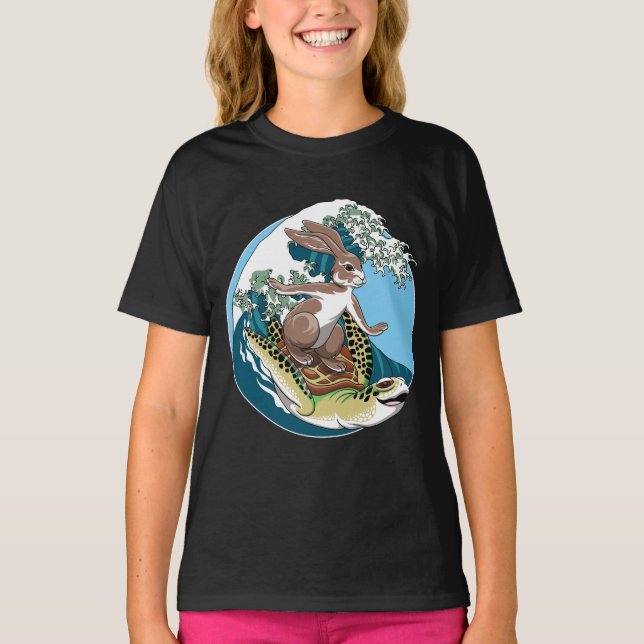 Summer Surfing - Illustration über Schildkröten un T-Shirt (Vorderseite)