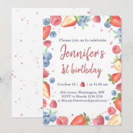 Summer Sweet Berry Strawberry 1. Geburtstag Einladung