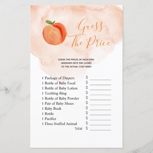 Summer Sweet Little Peach Price Game (Vorderseite)