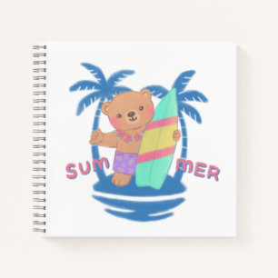Summer Teddy Bear Surfer in Hawaii Notizbuch