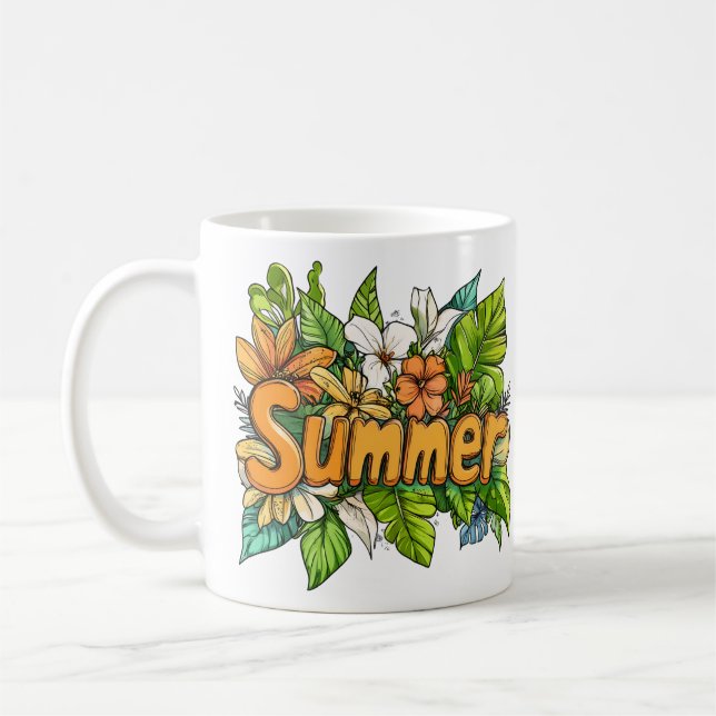 Summer Text - Summer Floral Design Kaffeetasse (Links)