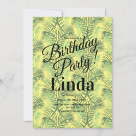 Summer Themed Palmen Tree Leaf Grünes Dschungel In Einladung