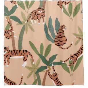 Summer Tigers Palm Trees Exotic Duschvorhang