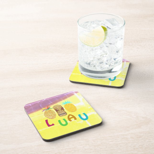 Summer Tiki Pineapple Luau Getränkeuntersetzer (Rechte Seite)