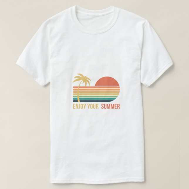 Summer Time Polo tee Retro Beach Sunset Logo-Palme (Design vorne)