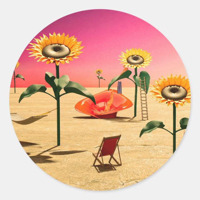 Summer Time Runder Aufkleber (Vorderseite)