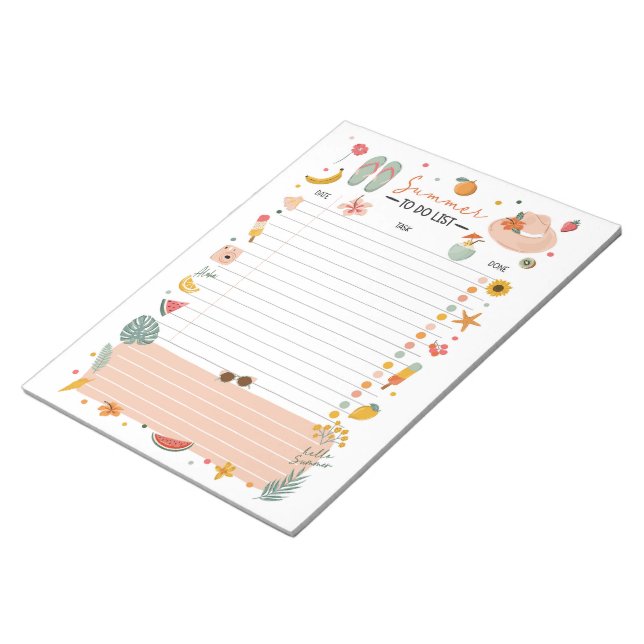 Summer To-Do List Note Pad Bucket List Notizblock (angewinkelt)