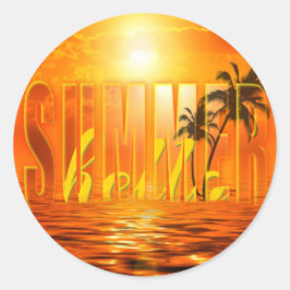 Summer Travel Exotic Palmen Sonne Runder Aufkleber