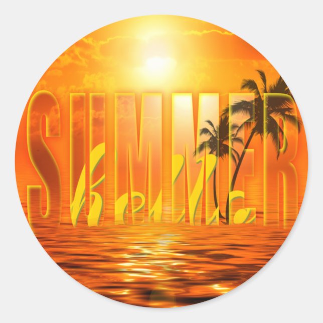 Summer Travel Exotic Palmen Sonne Runder Aufkleber (Vorderseite)