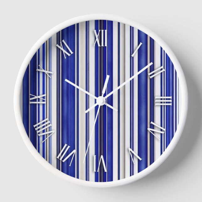 Summer trendy Navy Blue Boat Stripes Collection Uhr (Vorderseite)