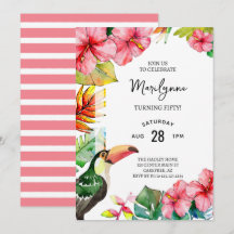 Summer Tropical 50th Birthday Invitation