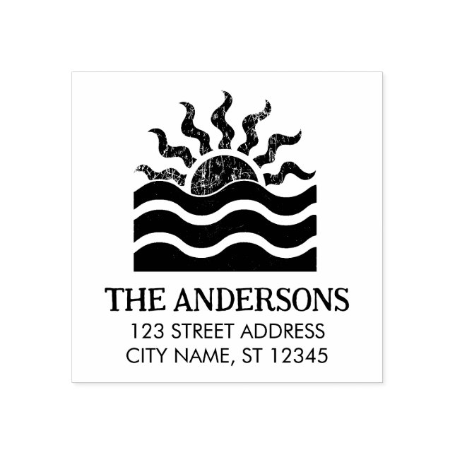 Summer Tropical Beach Sunset Custom Return Addres Gummistempel (Prägung)