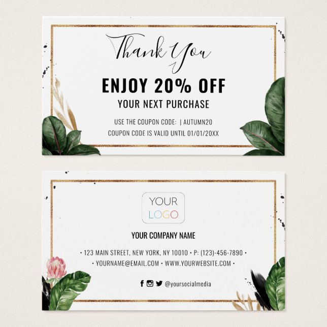 Summer Tropical Blätter Business Logo Discount Car (Vorne & Hinten)