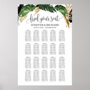 Summer Tropical Blätter Gold und Schwarz Splash Poster