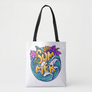 Summer Tropical Blume Beach Ocean Waves Tasche