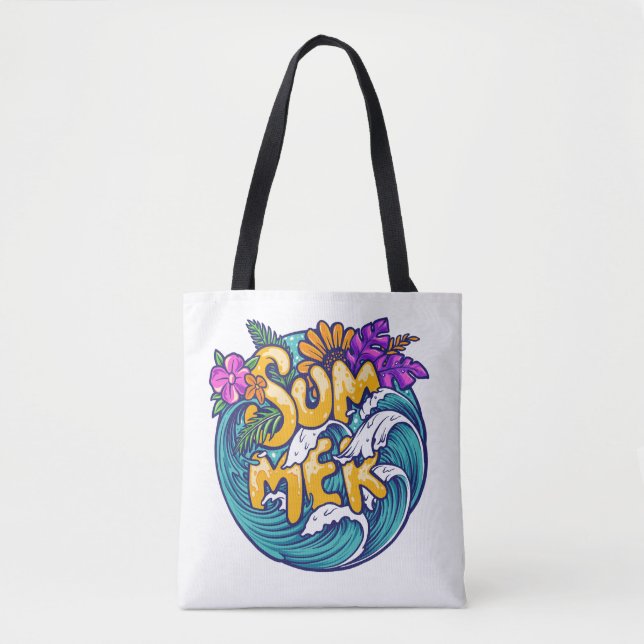 Summer Tropical Blume Beach Ocean Waves Tasche (Vorderseite)