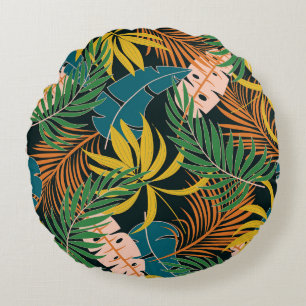 Summer Tropical Bright Pflanze Muster Rundes Kissen