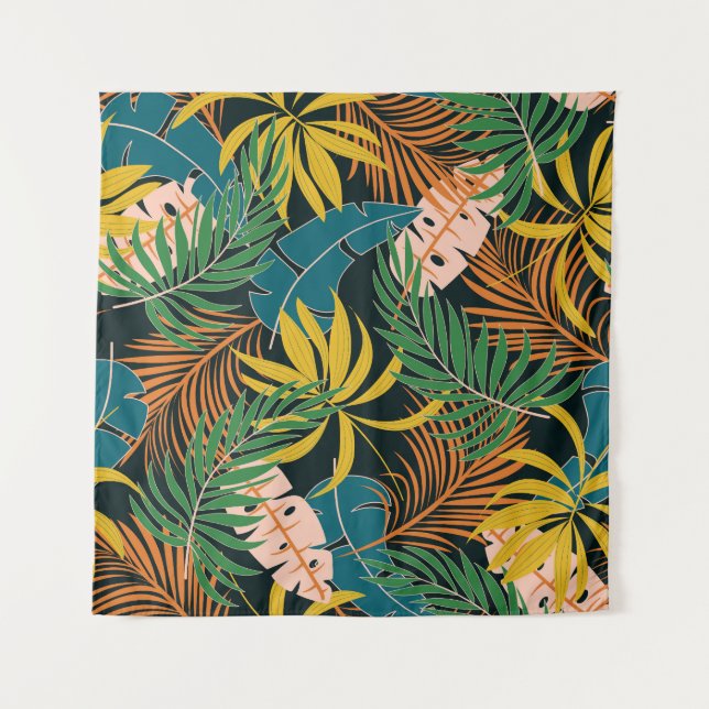 Summer Tropical Bright Pflanze Muster Wandteppich (Vorderseite)