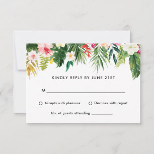 Summer Tropical Feuilles Mariage RSVP réponse cart