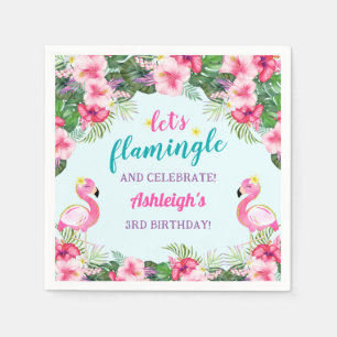 Summer Tropical Flamingo Geburtstag Serviette