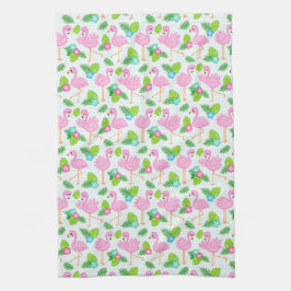 Summer Tropical Flamingo und Blumenmuster Geschirrtuch