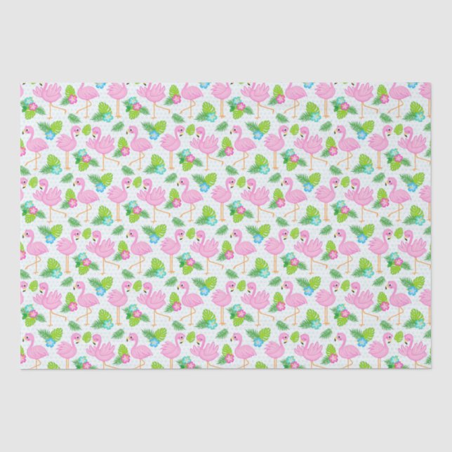 Summer Tropical Flamingo und Blumenmuster Seidenpapier (Vorderseite)