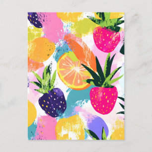 Summer Tropical Fruit Fiesta Ankündigungspostkarte