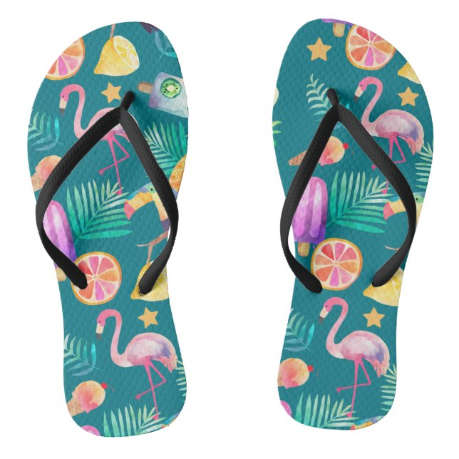 Summer Tropical Fun Aquamarines Muster Flip Flops (Fußbett)