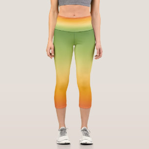 Summer Tropical Gradient Orange Lemon Limon Ombre Capri Leggings