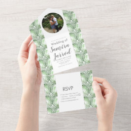 Summer Tropical Greenerenerity Palm Foto Hochzeit All In One Einladung