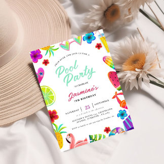 Summer Tropical Kids Pool Geburtstagsparty Einladung