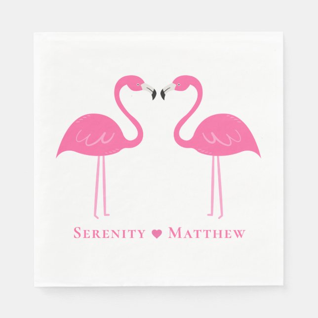 Summer Tropical Niedlich Pink Flamingo Wedding Nap Serviette (Vorderseite)
